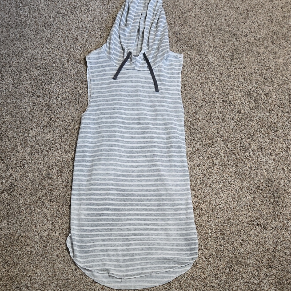 RVCA Gray and White Striped Swim Coverup